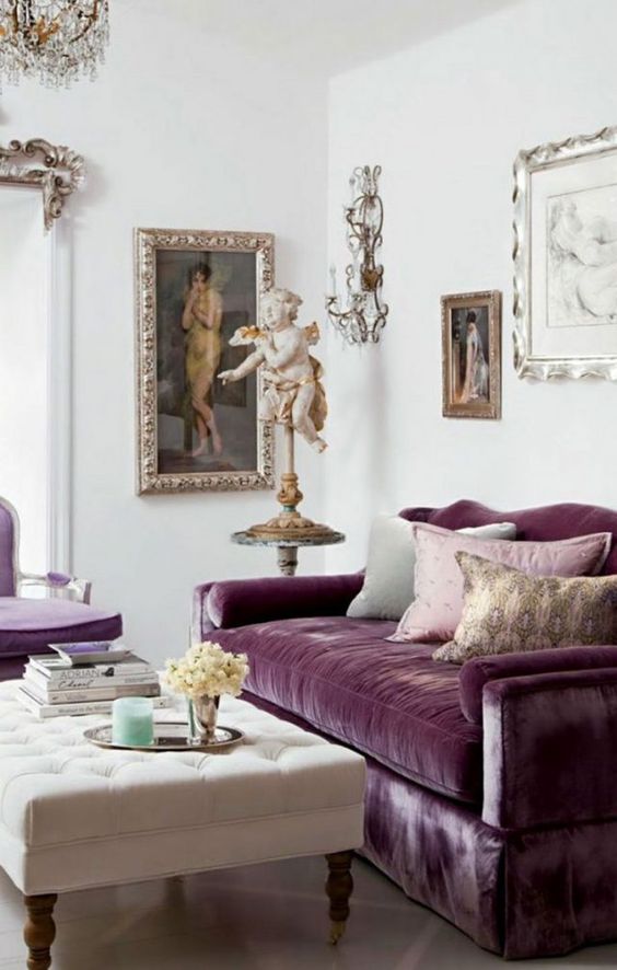 canapé violet tendance décoration meuble
