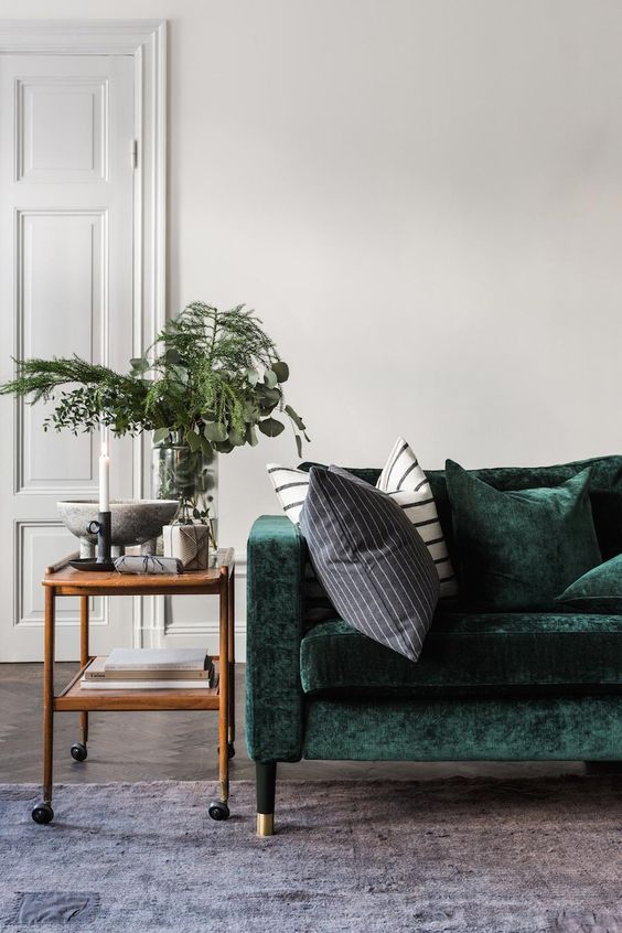 canapé vert sapin tendance décoration meuble